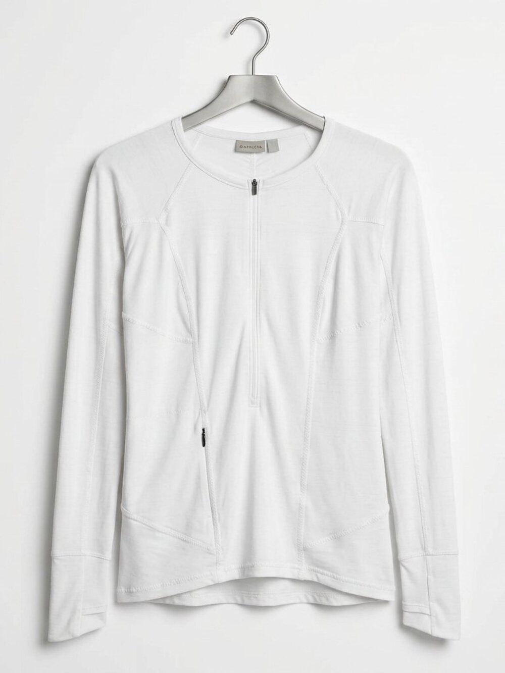 Athleta White Zip-Up Long Sleeve Top Size M